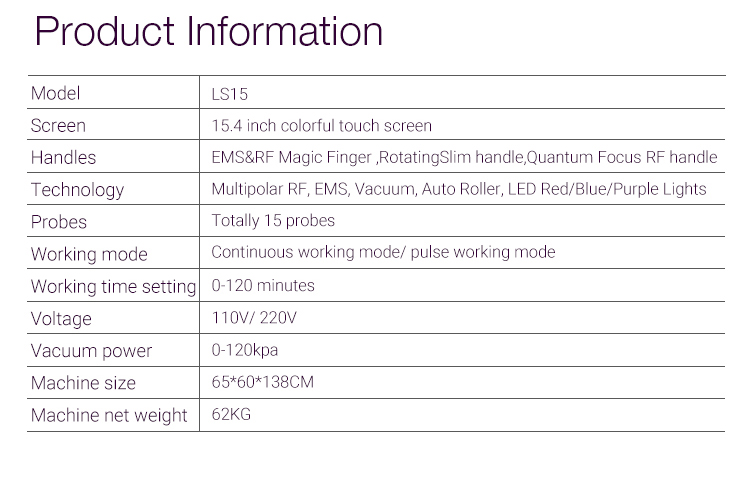 paramètre de la machine de forme du corps